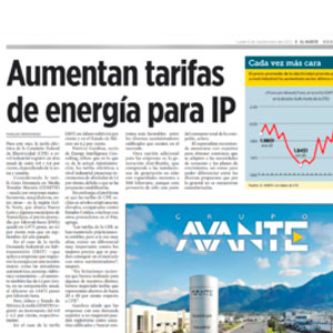 nota "aumentan tarifas de energía para IP"